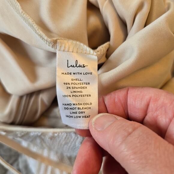 Lulus Destined for Romance Maxi Dress Women's XS Beige White Sequin Bridal - Picture 11 of 16